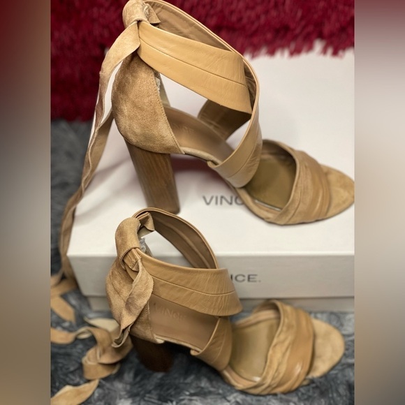 VINCE Beatrice Suede Wrap Heel, Size EUR37.5/  7.5US - Picture 1 of 6